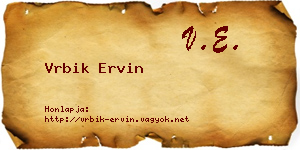 Vrbik Ervin névjegykártya